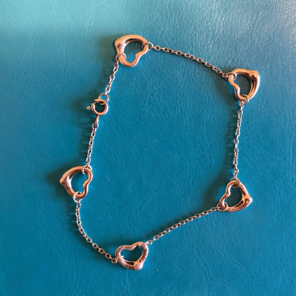 Tiffany & Co. Elsa Peretti Open Heart Link Bracelet Sterling Silver w/ Pouch - Picture 2 of 4